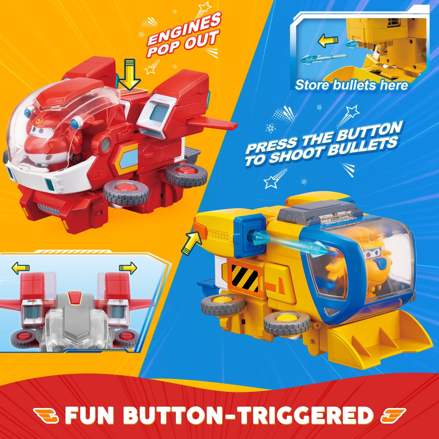 Super Wings Toys, 7 Inch Jett'S Super Mecha Transforming Robot, Transforming From Toy Plane To Robot Just 14 Steps, Action Figures Toy For Kids Ages 3 And Up, Gifts For Boys And Girls