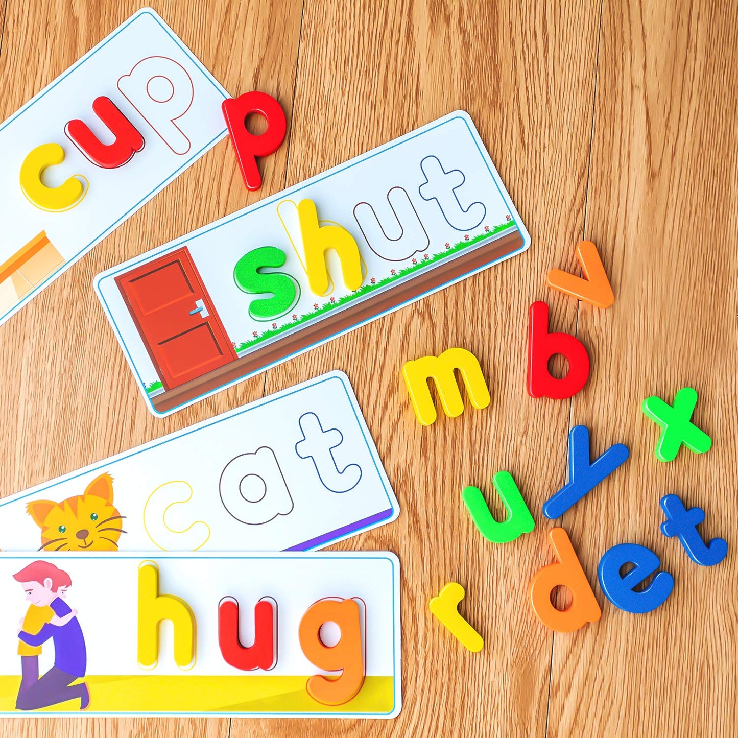 Springflower See & Spell Matching Letter Toy,Learning Educational Toy For 3 4 5 6 Years Old Boys And Girls,Preschool Learning Activities,Shape & Color Recognition Game,Cvc Word Builders For Kids,80Pcs