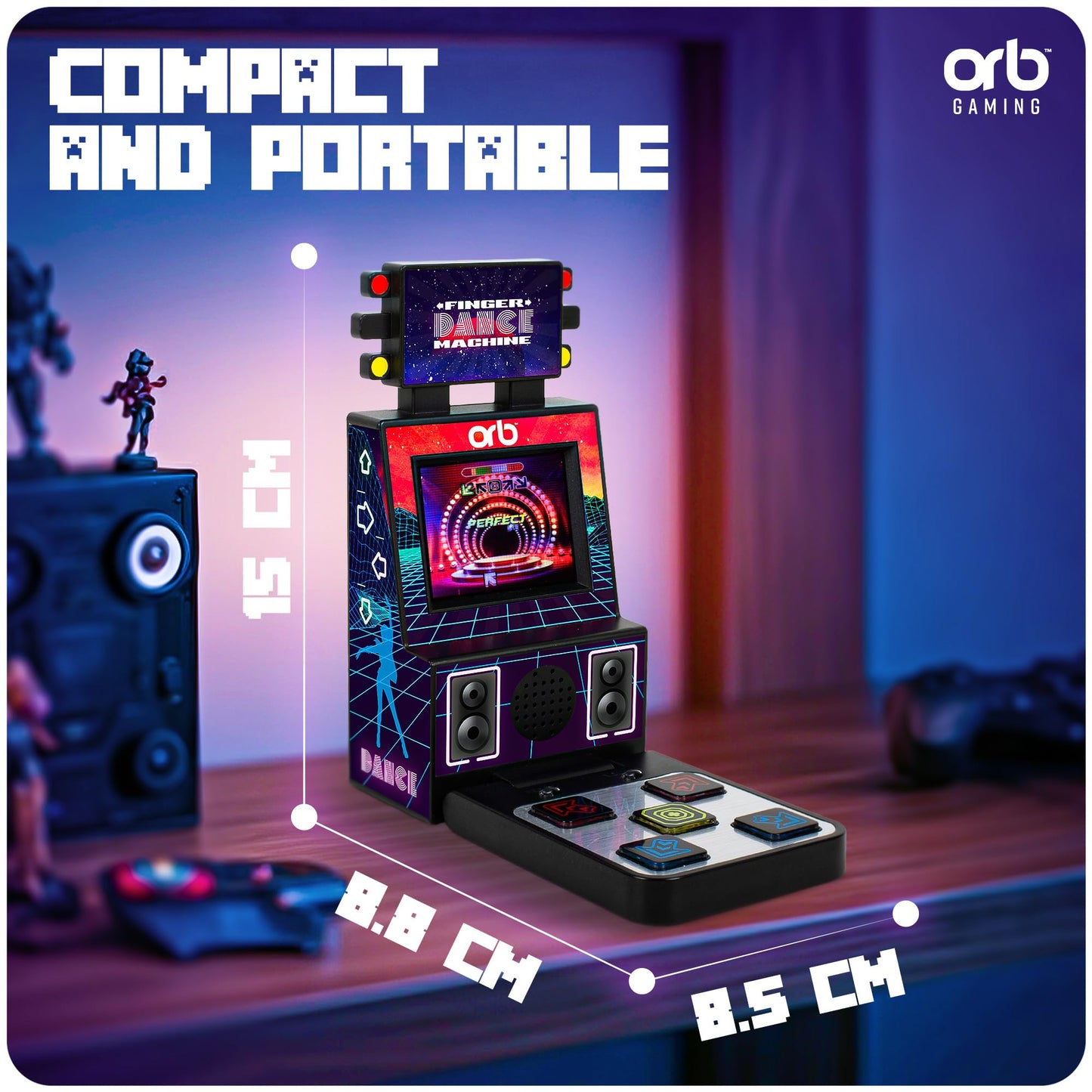 Thumbs Up Mini Finger Dance Arcade Machine - 19 Songs, 4 Levels, 2.5" Screen, 5.51x6.06x2.99 inches, Arcade Boogie