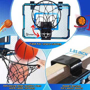 Basketball Hoop Indoor With Led Lights, Basketball Toys Gifts For 5 6 7 8 9 10+ Year Old Boys Kids, Indoor Over The Door Mini Ba