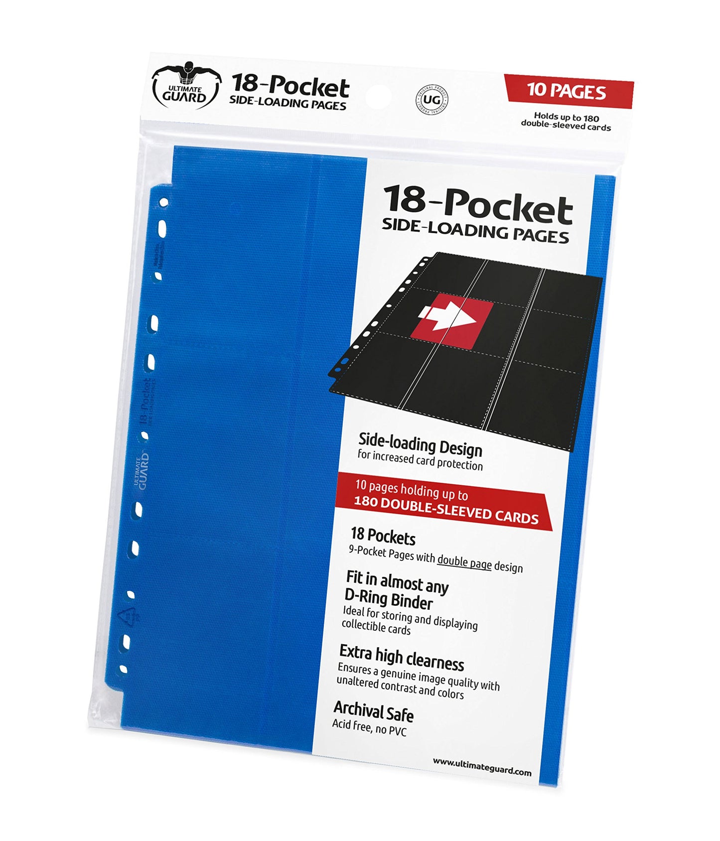 Ultimate Guard 18-Pocket Pages Side-Loading Blue (10) Card Binders Sheets