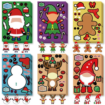 Smilinfit Christmas Stickers For Kids, 36 Sheets Make Your Own Christmas Crafts Activities Sticker For Kids Boys Girls, Christma