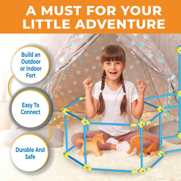 Fortstix Fort Building Kit for Kids - 180pc Modular STEM Toy Set, DIY Indoor & Outdoor Play Structures, Plastic Playset for Girls & Boys