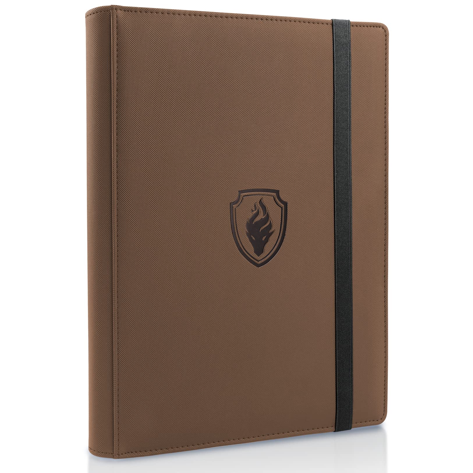 premium trading card binder Fabmaker Premium 9 Pocket Card Binder, 360 Pockets, PU Cover, Brown