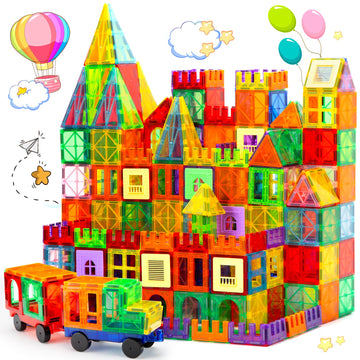 OugerToy Magnetic Building Tiles 104PCS - Multicolor Educational STEM Toys for Kids Ages 3-9, Model: Ougertoy-104