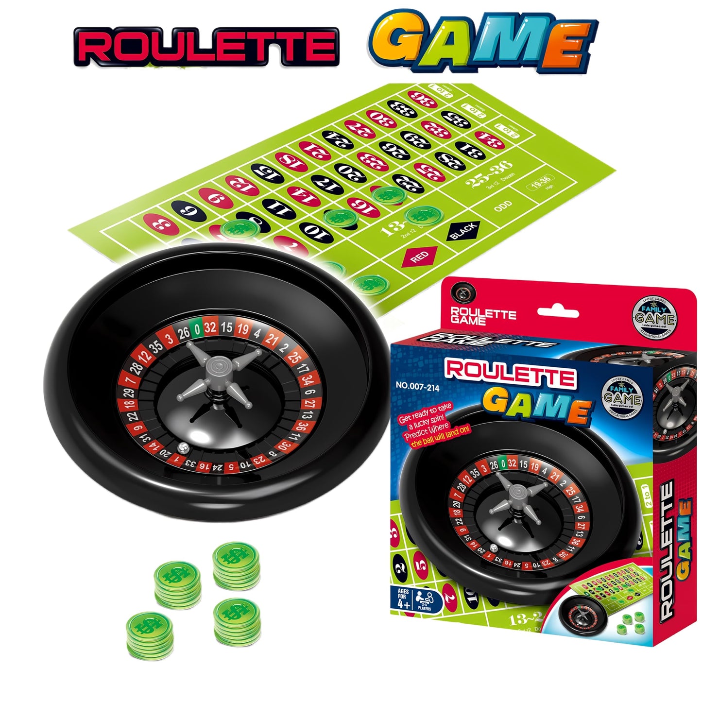 Ybgocot Roulette Wheel Game Set,Board Game For Kids 4-12,Small Size Family Game For Children