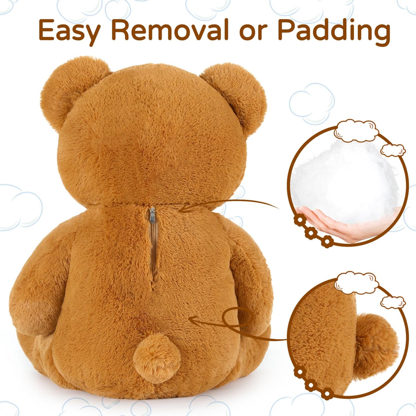 Muiteiur 49 Inch Giant Teddy Bear Stuffed Animal, Big Bear Plush With Big Footprint, Great Gift For Party Decorations (Brown)