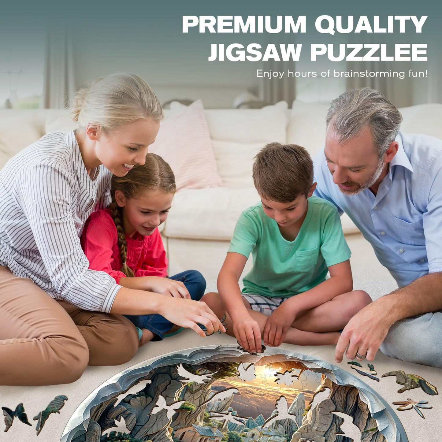 Wooden Puzzles For Adults - 3D Vision Effects Sunset Wooden Jigsaw Puzzles - Unique Shaped Wooden Jigsaw Puzzles For Adults - Cr