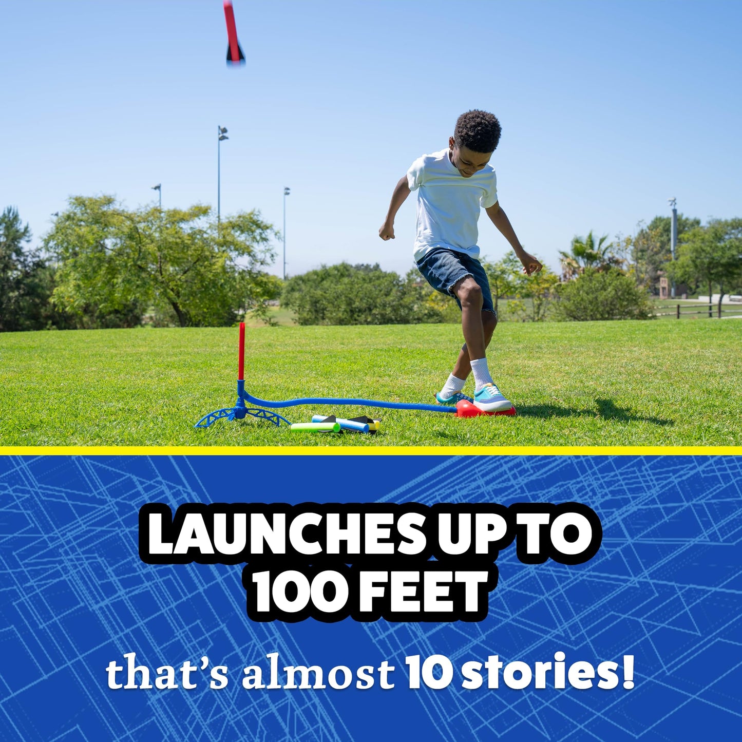 Stomp Rocket Jr Multi-Color Rocket Launcher For Kids, 8 Rockets - Fun Outdoor Kids Gifts For Boys & Girls - Stem Toy Foam Blaste