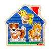 Melissa & Doug Jumbo Peg Wooden Puzzle - Multi-color Animal Puzzles for Toddlers Ages 1+, Small Size Educational Toy