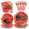 Grencian 96 Pcs Hibachi Party Decorations Folding Fans Birthday Party Supplies Disposable Japanese Fans Paper Plates Tableware f