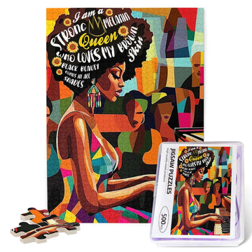 African American Jigsaw Puzzles for Adults 500 Pieces Abstract Black Women Puzzle Black Queen Playing The Piano Wooden Puzzle fo