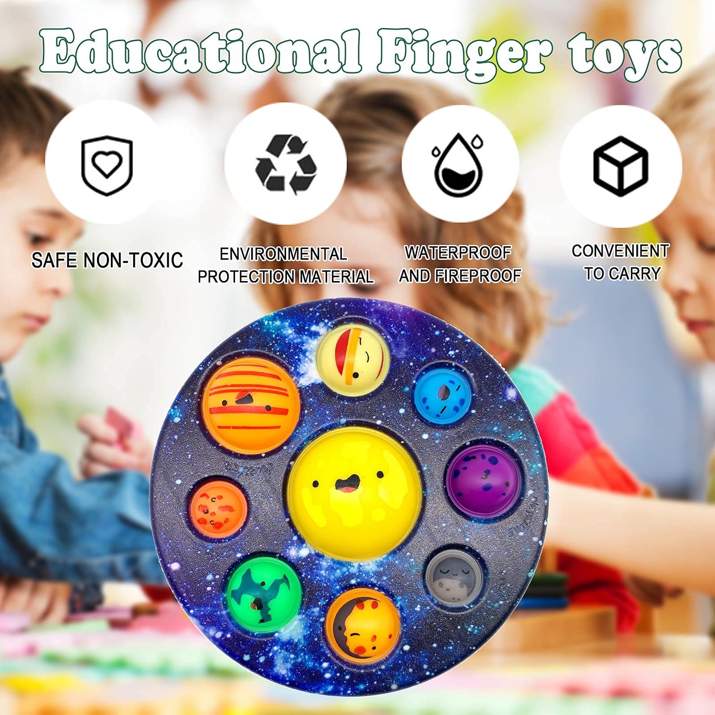 QETRABONE Eight Planet Cave Bubble Fidget Toy - Sensory Anxiety Relief for Kids & Adults, Galaxy Design, Educational Tool