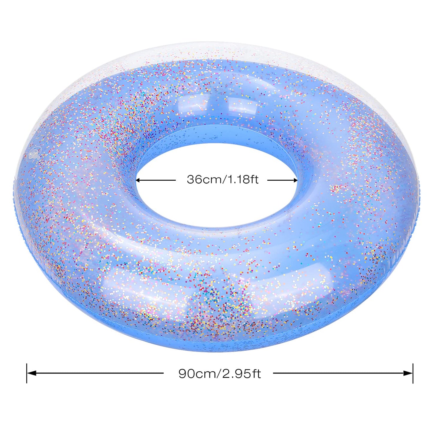 Moko Swim Rings With Glitter, 90Cm Diameter Inflatable Pool Float Swimming Pool Float Tube Round Shaped Swimming Tube Water Fun Beach Pool Toys For Summer Party For Kids Adults - Blue & Rose Gold