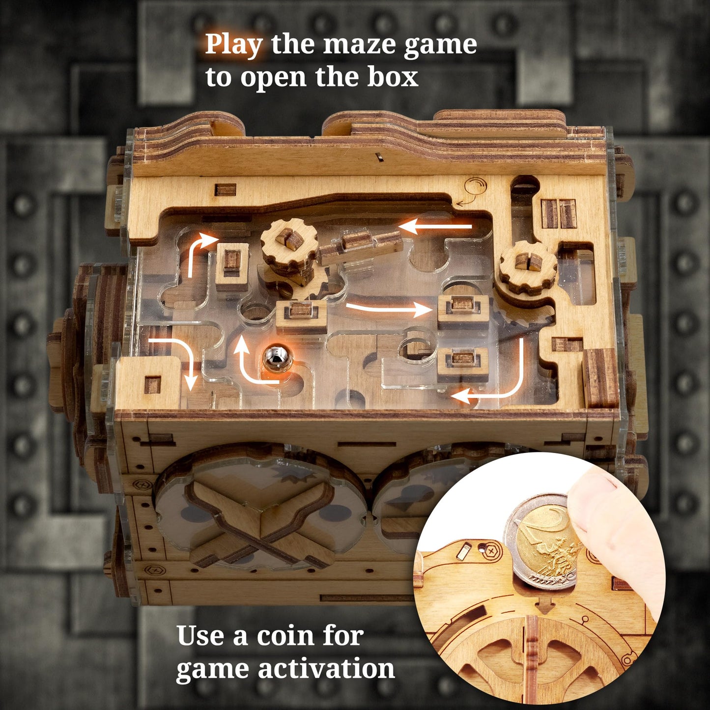 Idventure A-Maze-Ing Safe - Marble Run Money Puzzle Box - Tricky Gift Packaging - 3D Puzzle For Adults - Escape Room Game - Brai