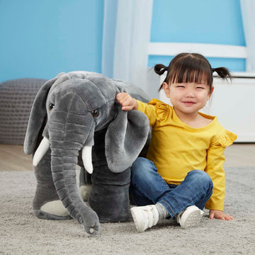 Melissa & Doug Giant Elephant Stuffed Animal - Lifelike Polyester Toy, 3+ Feet Long, Multi-Color, Model 2185