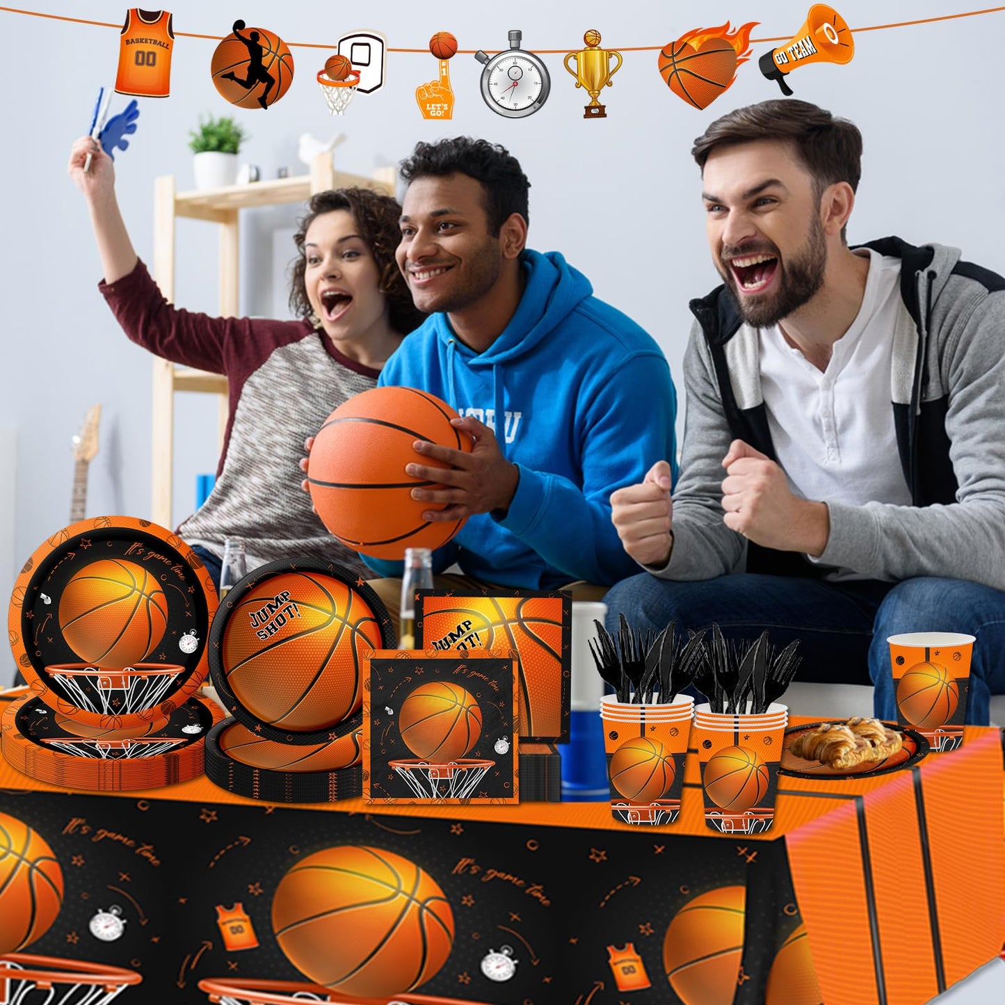 Basketball Party Supplies, 142Pcs Basketball Sports Theme Birthday Party Supplies Tableware Set,Include Basketball Plates And Na