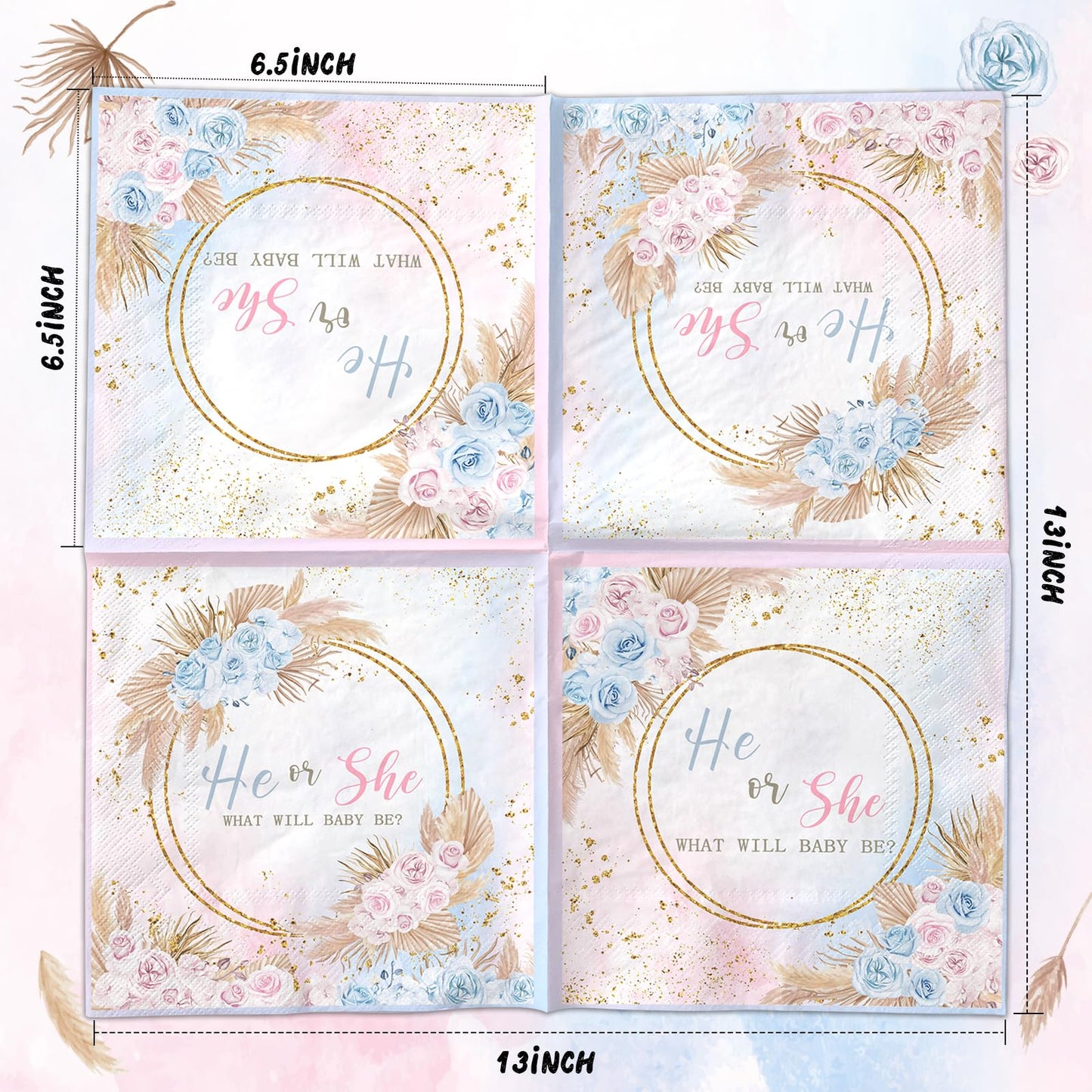 40Pcs Gender Reveal Napkins Baby Shower Party Supplies He Or She Gender Reveal Napkins Table Decoration For Baby Birthday Gender