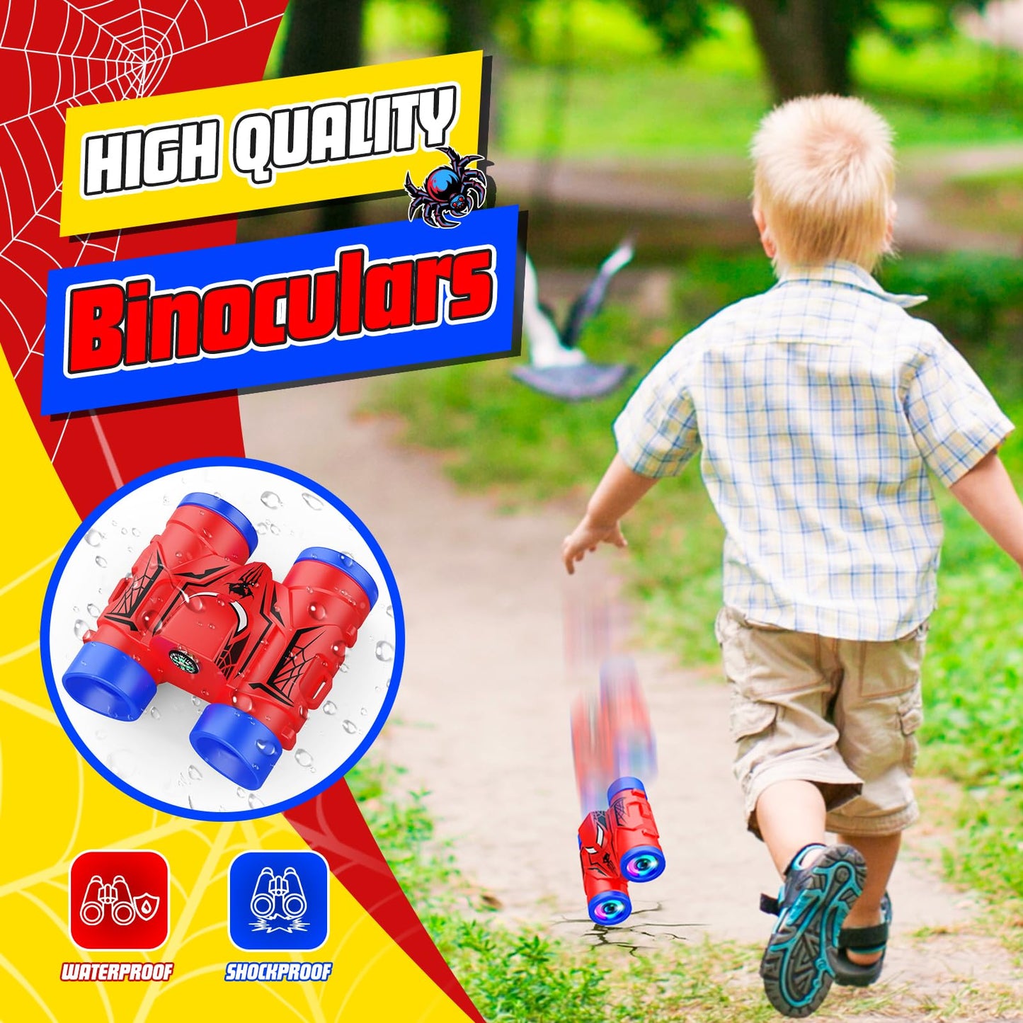 Binoculars For Kids Ages 3-8: Jovialtoyz Boy Binoculars Toys With Compass & Bird Watching Manual Easter Birthday Gifts For 3 4 5