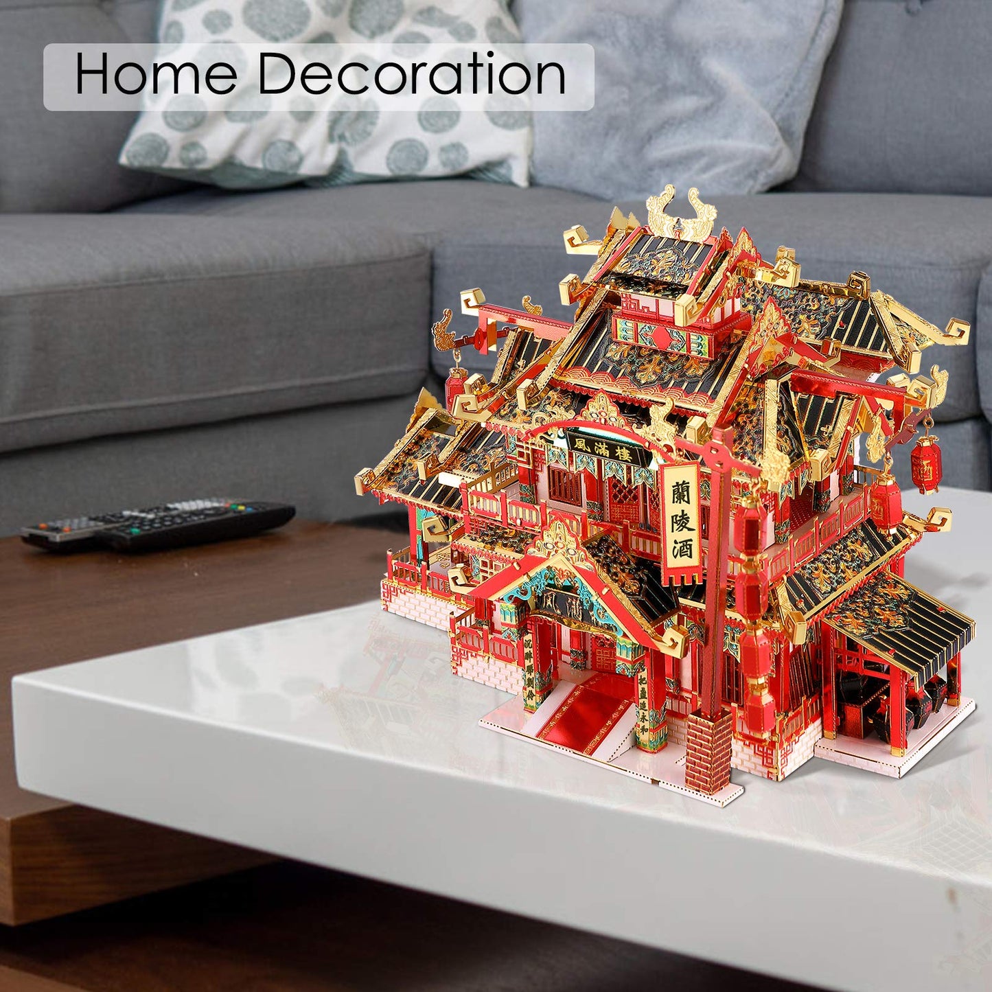 Piececool 3D Puzzles For Adults Metal Model Kits, Chinese Ancient Reataurant 3D Metal Puzzle, Traditional Architecture Building Puzzle Diy Toys, Great Gift Idea-215 Pcs