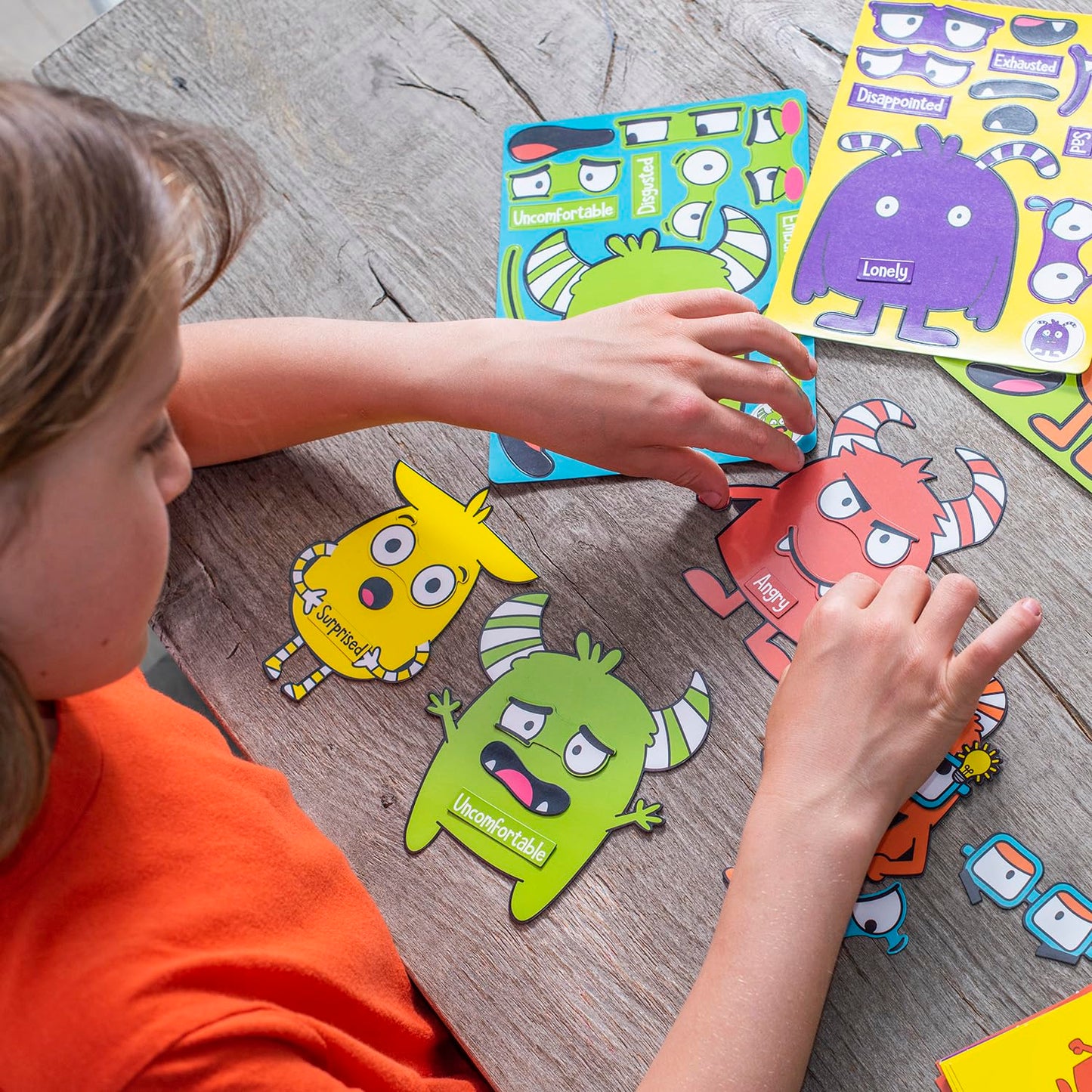 Open The Joy Magnetic Emotions Playset - Medium Green, Paper, Model MONSTIN, Ages 4+ - Explore & Express Feelings with Magnetic Characters