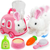 Smilesskiddo Hopping Bunny Toys For Girls - Electronic Jumping Rabbit With Wiggle Ears Twitch Nose, Storage Cage And Accessories