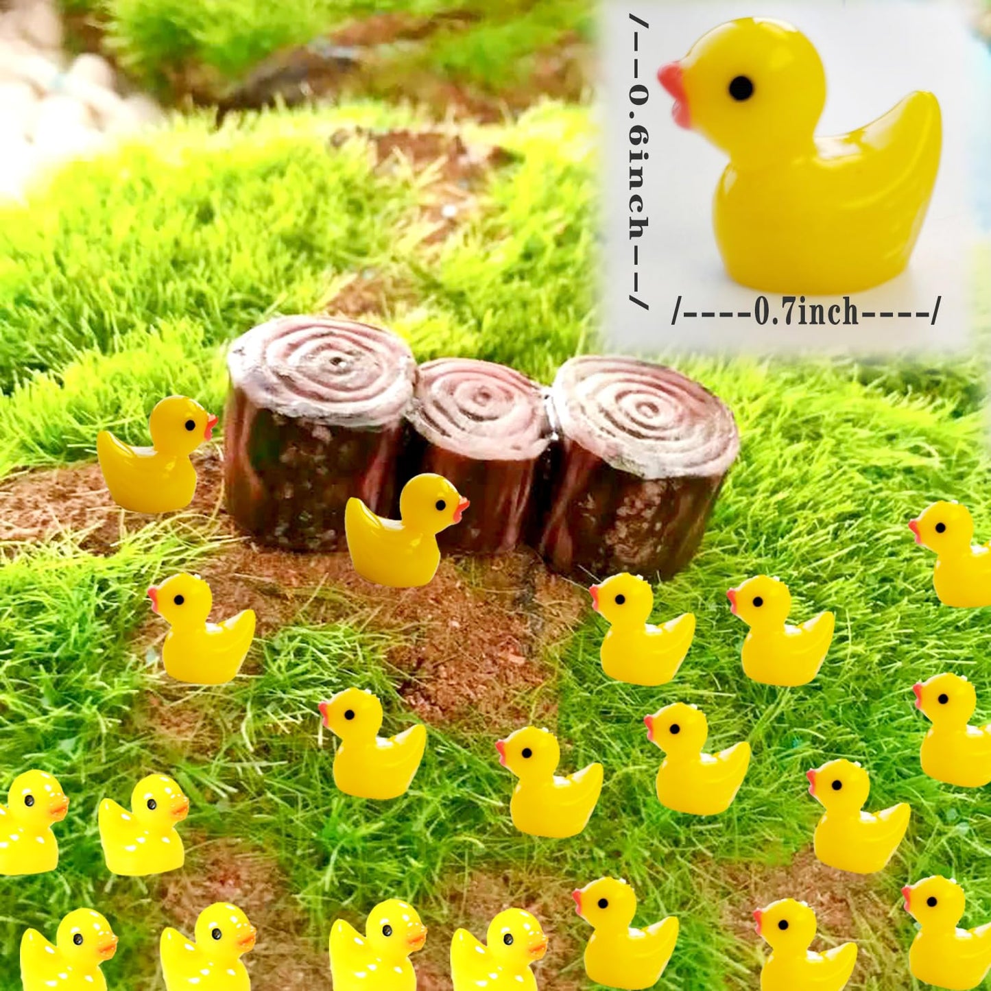 100Pcs Mini Resin Ducks,Small Plastic Ducks Tiny Ducks. For Miniature Dollhouse Decor Accessories,Miniature Characters Fairy Gar