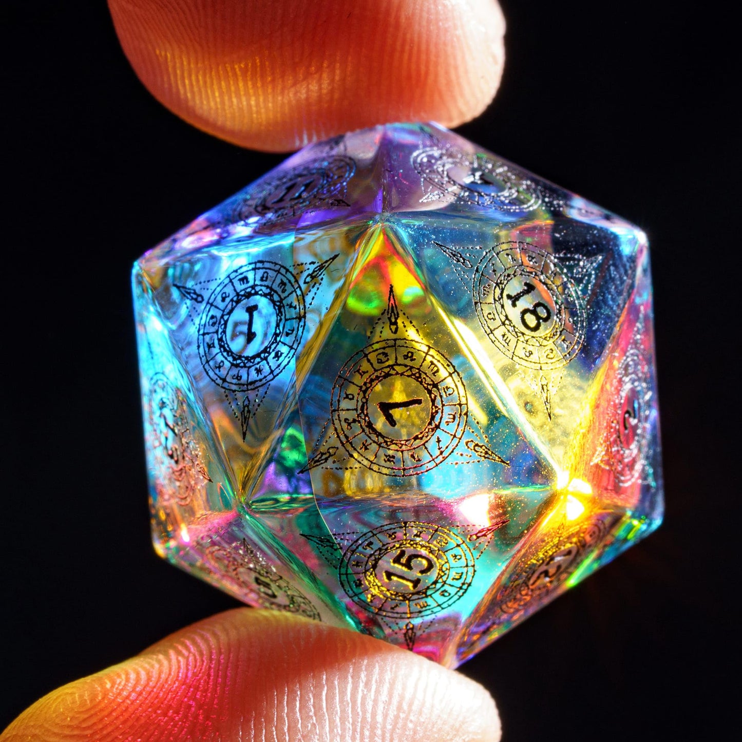 Udixi Prism Glass Dice Set 7Pcs Rainbow Glass Dnd Dice With Gift Box For Dungeons And Dragons D&D Table Games (12 Constellations