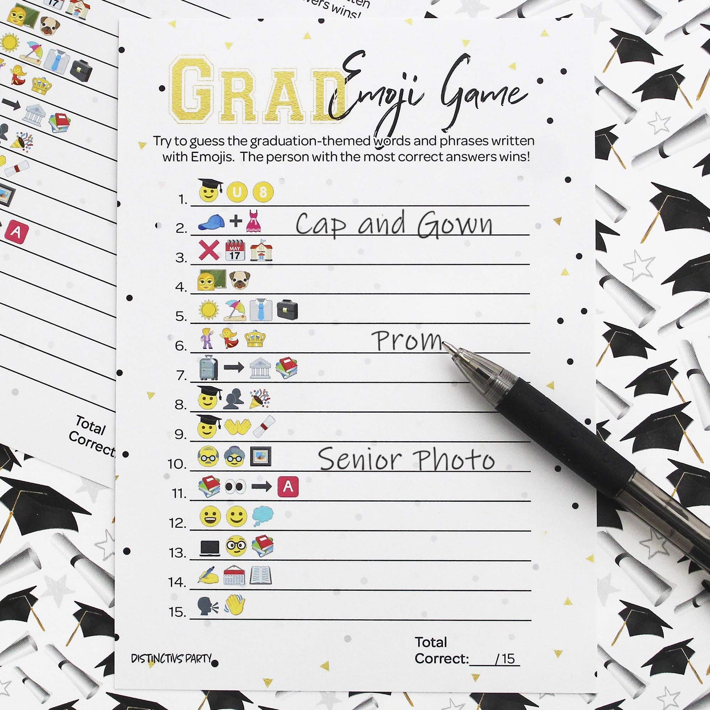 Distinctivs Graduation Party Emoji Game - 25 Players