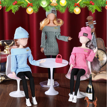 Geyoga 3 Set 12 Pcs Doll Clothes And Accessories Suit Pants Shoes Spring Sweater Outfits, Dolls Are Not Included(Sage Green, Lig