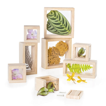 Guidecraft Treasure Blocks - Clear: Smooth Wooden Observation Stacking Blocks with Transparent Windows, Educational Toy for Kids