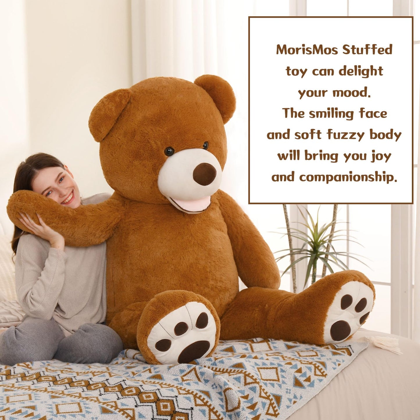Morismos Giant Teddy Bear Plush 5 Feet, Large Teddy Bears Stuffed Animals For Girlfriend Boyfriend, 5 Foot Life Size Bear Gifts For Valentine'S Day, Baby Shower, Birthday