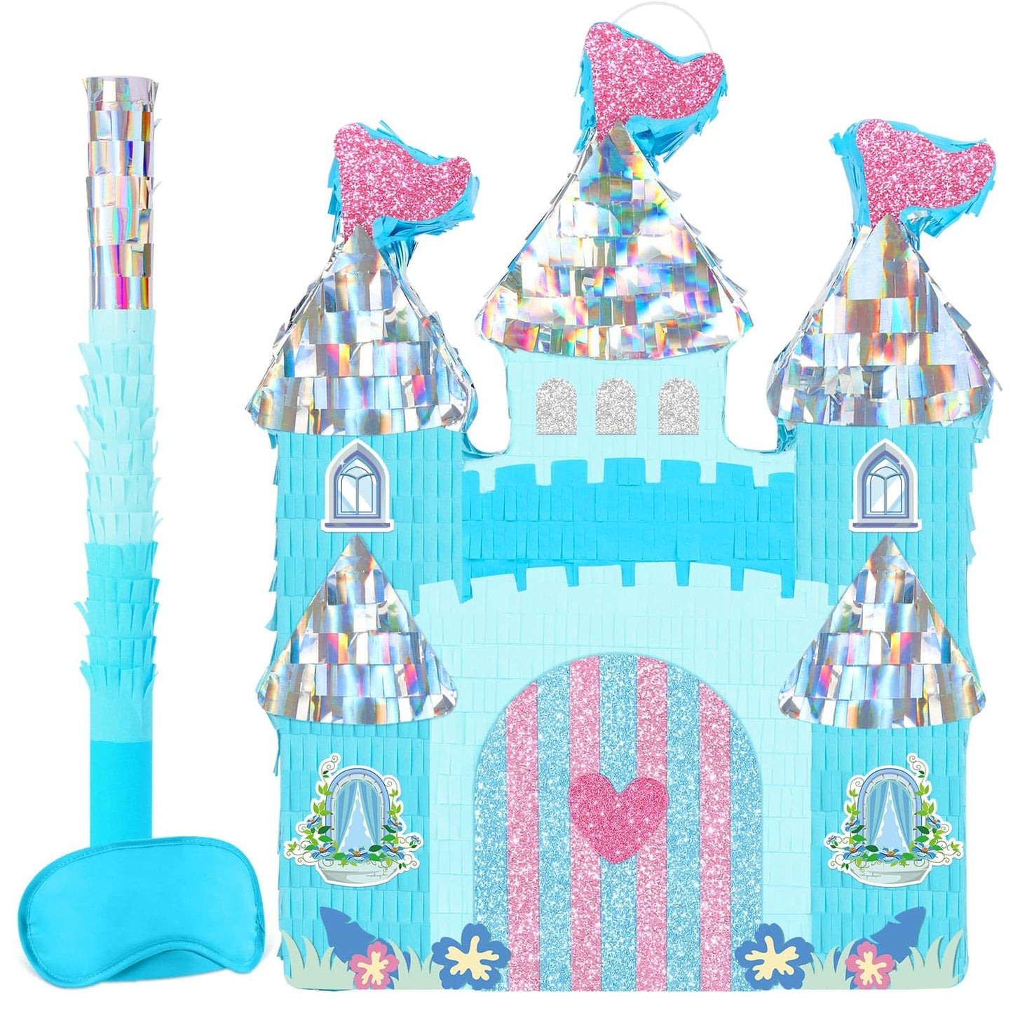 WERNNSAI Princess Castle Pinata - Ice Castle Pinata Blue Princess Party Decorations for Girls Birthday Party Game Magical World