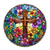 Jigfoxy Wooden Puzzles for mature-themeds Stained Glass Cross Wood Puzzles mature-themed Unique Animal Shape Wooden Jigsaw Puzzles for mature-themeds Birthday Gifts for Puzzle Lovers Family (L-13.4 * 13.4in-300pcs)