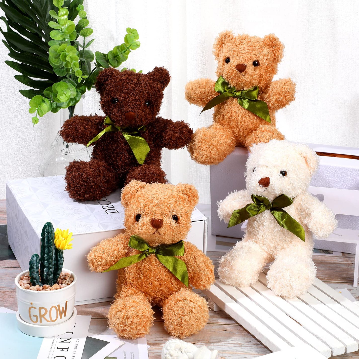 Hydren 12 Pack Bear Stuffed Animals Bulk 10 Inch Small Bear For Baby Shower Plush Bears With Bow Tie For Valentine'S Day Wedding