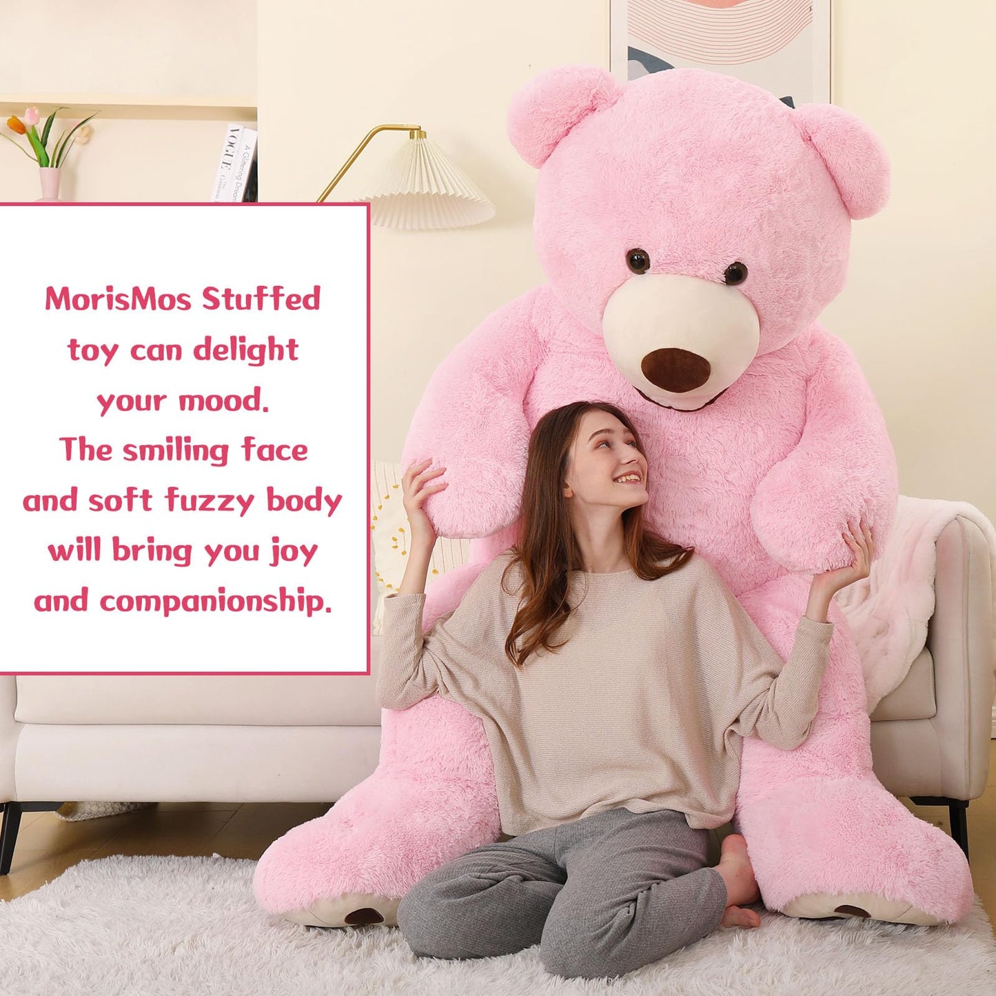 Morismos Giant Teddy Bear Plush 6Ft, Huge Pink Teddy Bears For Girlfriend, 6 Foot Large Big Bear Gifts, Baby Shower, Birthday
