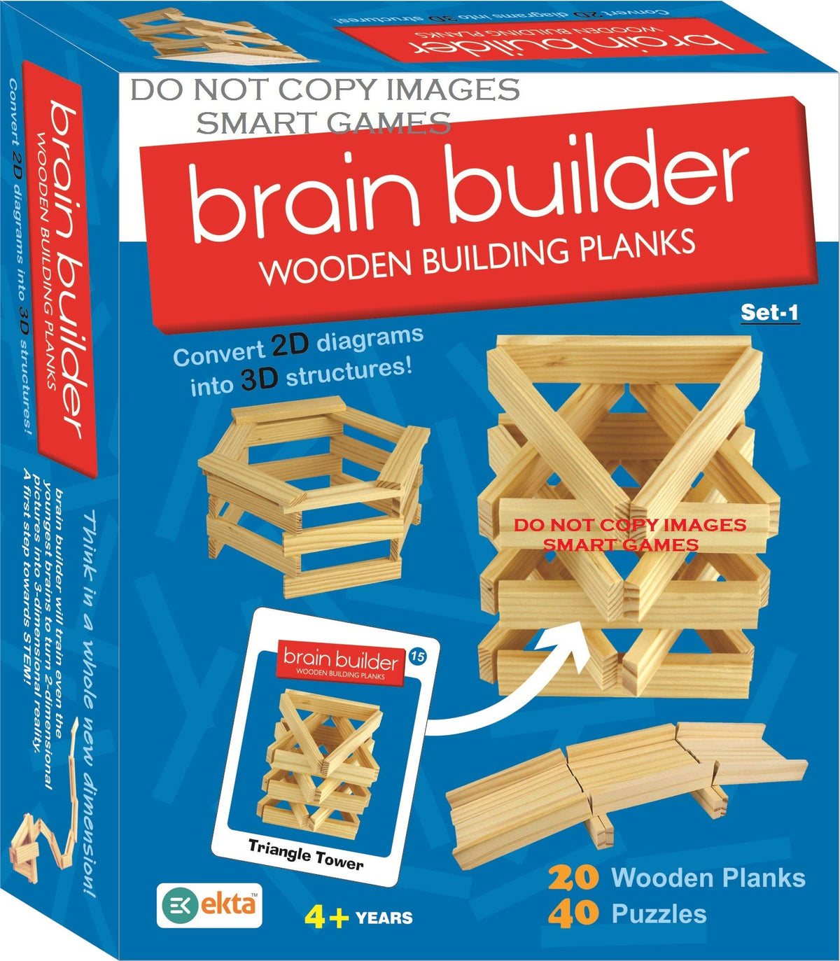 Ekta Brain Builder Wooden Building Planks For Kid (Set1) Multi Color, 36 Pcs