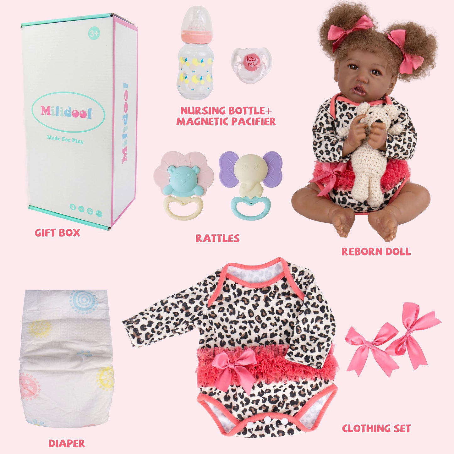 Milidool Black Reborn Baby Dolls Girl Lifelike Weighted African American Newborn Girl Dolls 20 Inch Realistic Baby Dolls That Lo