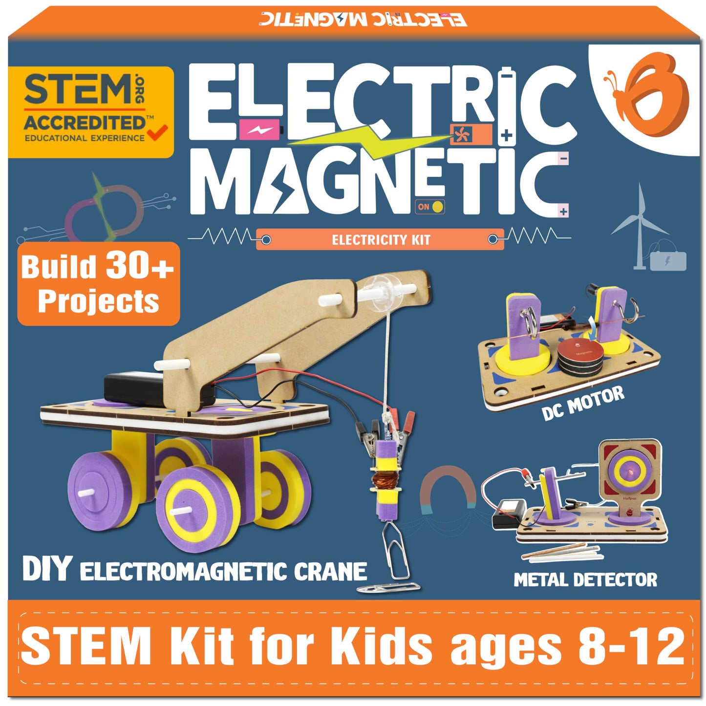 Butterfly Edufields 30In1 Stem Kits For Kids Age 8-10-12 | Stem Toys For Ages 8-13 | Electricity & Magnetism | Science Project Kit For Boys & Girls Aged 8-10-12-14 | Best Educational Birthday Gift