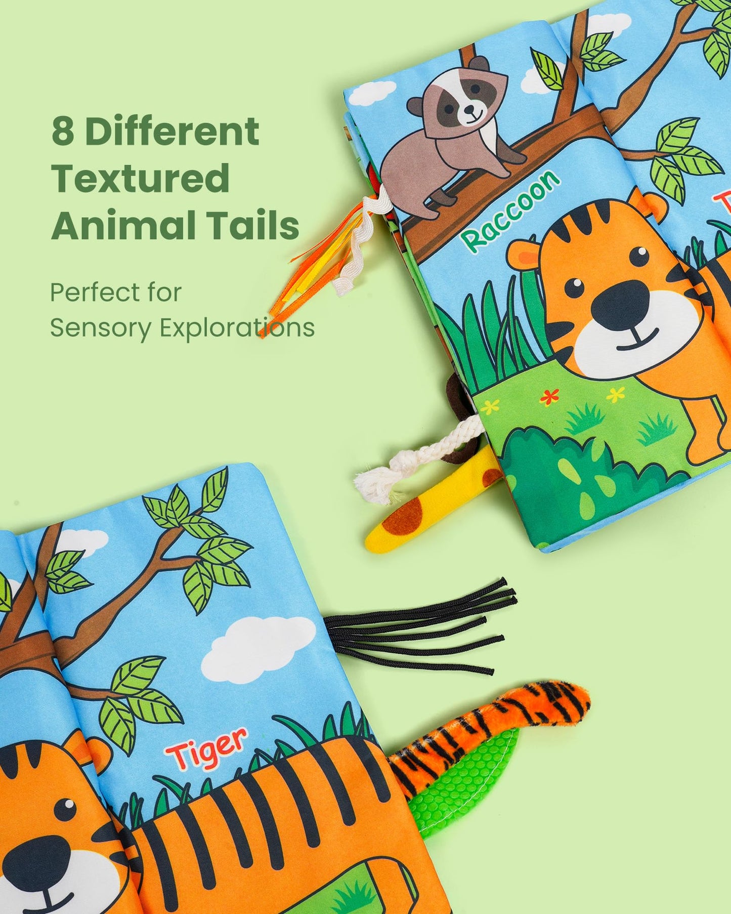 melican Baby Books 0-6 Months, Infant Tummy Time Toy, High Contrast Sensory Baby Toys 6 to 12 Months, Touch & Feel Book for Newb
