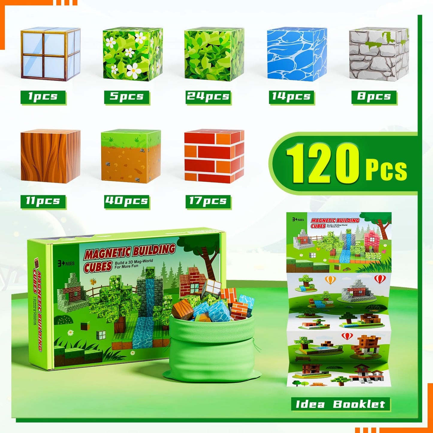 120Pcs Magnetic Blocks - Build Magnet World Edition, Magnetic Blocks For Kids Ages 3-5, 4-8, 8-12, Magnetic Toys For Boys & Girl
