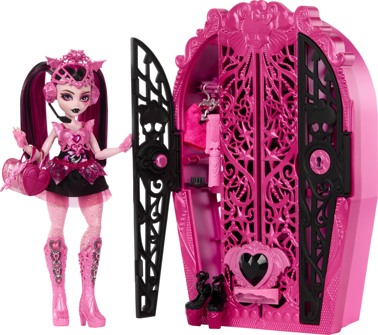 Monster High Skulltimate Secrets Doll & Accessories Set, Monster Mysteries Draculaura With Dress-Up Closet & 19+ Surprises Including Clothes