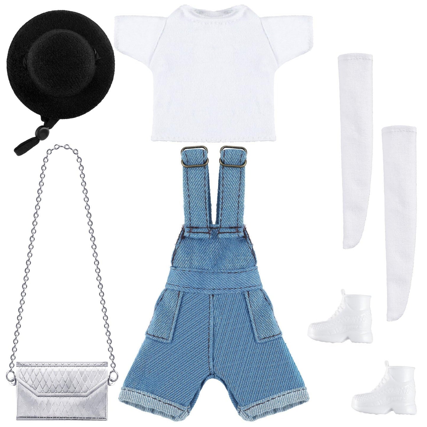 Geyoga Doll Clothes 12 Inch Doll Accessories Casual Wear Clothes Outfits With Shoes Socks Hat Bag Top Jumpsuit Set Gift(Light)