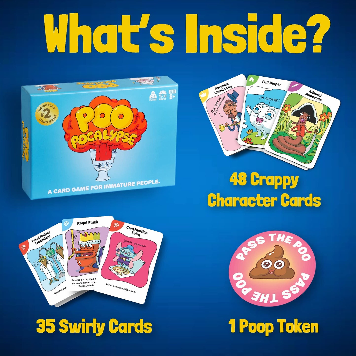 Poo Pocalypse Card Game - Hilarious Family-Friendly Fun for 2-4 Players - Multicolor Cardstock