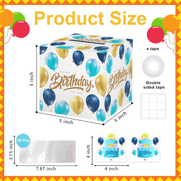 Happy Birthday Money Box For Cash Gift Set - Included Happy Birthday Card And 35Pcs Transparent Bags, Fun Birthday Gift For Wome