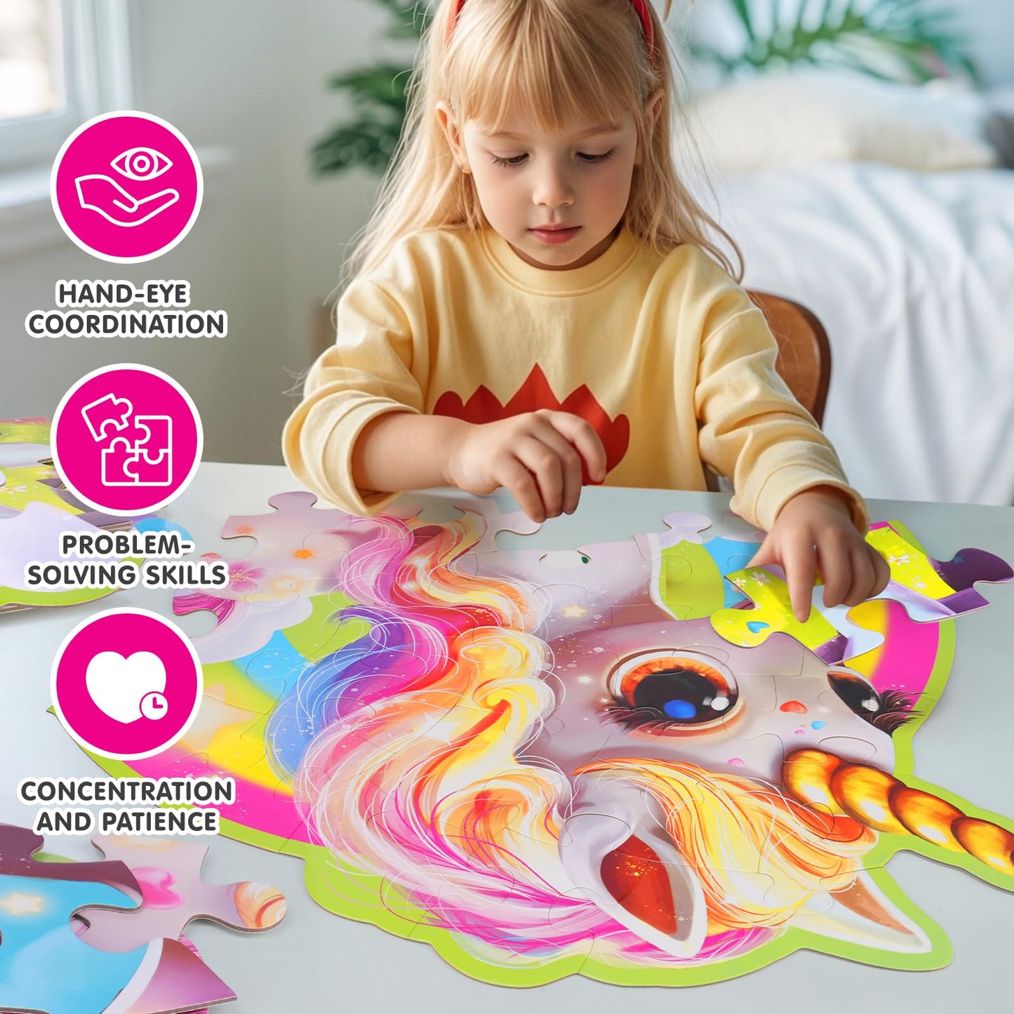 Auntyfey 45 Pcs Unicorn Floor Puzzles For Kids Ages 3-5, Giant Floor Puzzles For Kids Ages 4-8, Kid Floor Puzzles 4-6, Big Large
