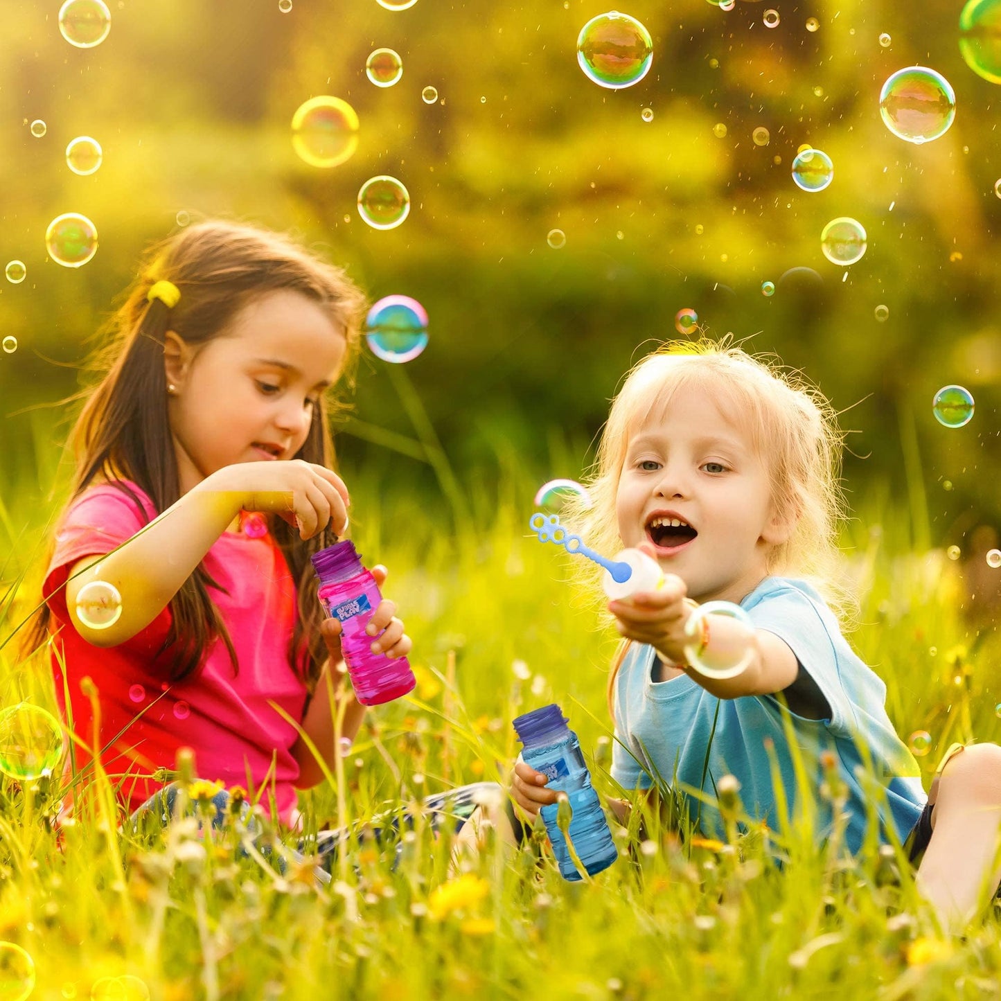 BubblePlay Bubble Bottle 36 Pack - 4oz Bubbles for Kids, 5 Hole Bubble Wand Blower, Bubble Solution with Wands - Outdoor Summer