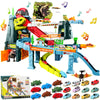 Juqic Children's Toy Car Ramp Track Dinosaur Spray Hills Adventure Railcar Slot Car Vehicle Race Play Set with 20 Mini Cars for