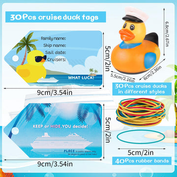 100 Pcs Cruise Ducks Tags Kits Includes 30 Pcs Cruising Ducks With 30 Pcs Cruise Duck Tags And 40 Pcs Rubber Bands Random Assort