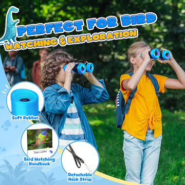 Dinosaur Binoculars Toys For Kids 3 4 5 6 Year Old Boys Girls Toddlers Blue Dino Binoculars Toys Bird Watching Outdoor Camping A